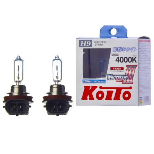 Лампа высокотемпературная Koito Whitebeam H9 12V 65W (120W) 4000K (комплект 2 шт.) P0759W