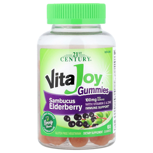 21st Century, VitaJoy® Sambucus, жевательные мармеладки с витамином C и цинком, со вкусом ягод, 60 жевательных таблеток