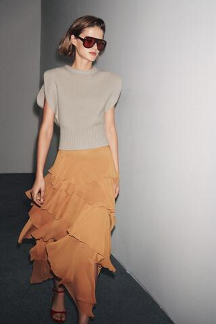 ZARA ШЕРСТЯНОЙ ЖИЛЕТ, БЕЖЕВЫЙ