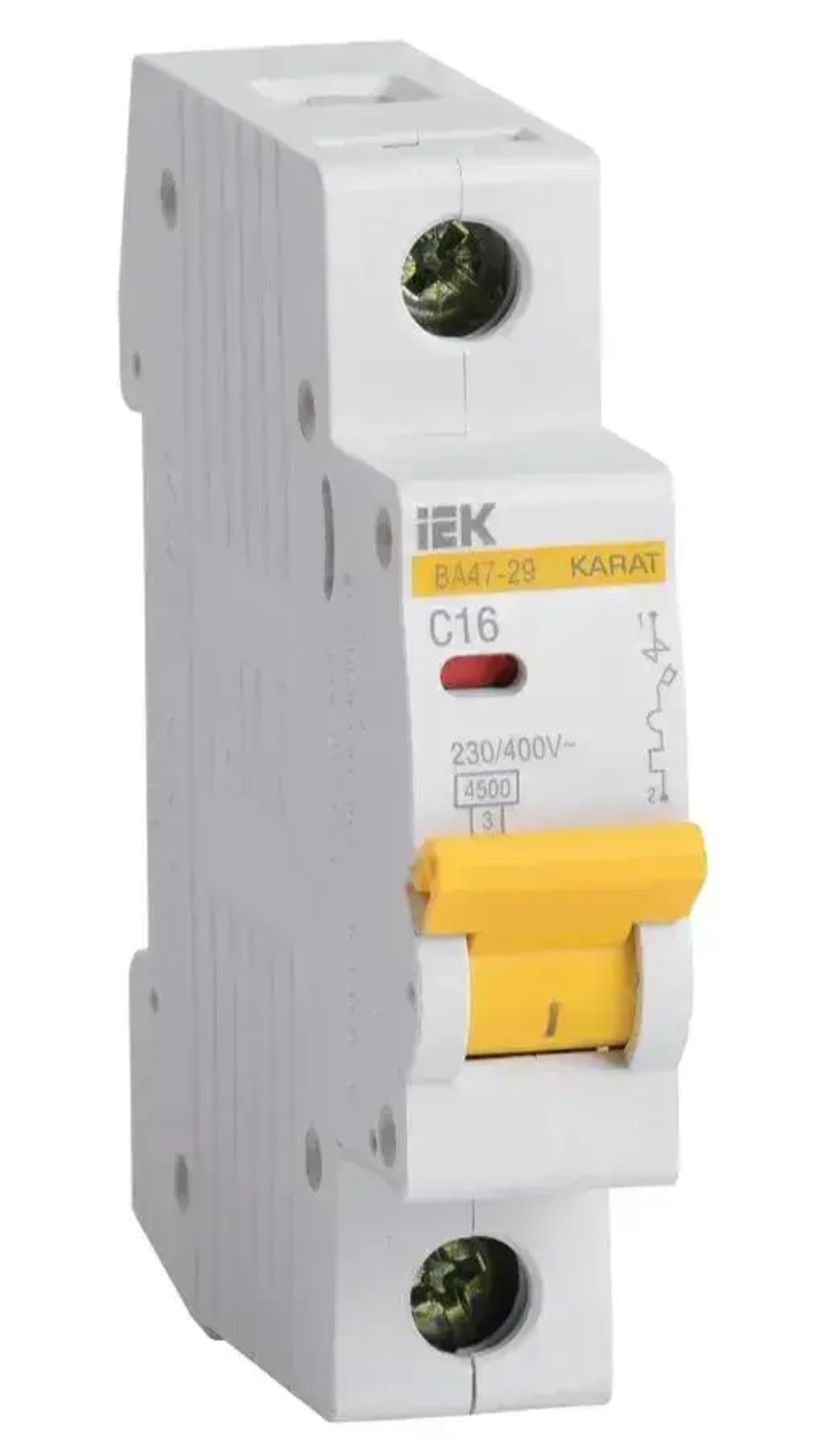Автоматический выключатель IEK серия KARAT ВА47-29 1р 16А 4.5кА MVA20-1-016-C - 1шт