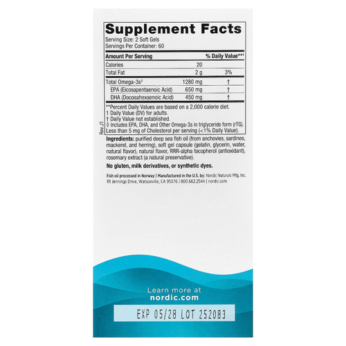 Nordic Naturals, Ultimate Omega®, омега-3 кислоты, со вкусом лимона, 120 капсул (640 мг в 1 капсуле)