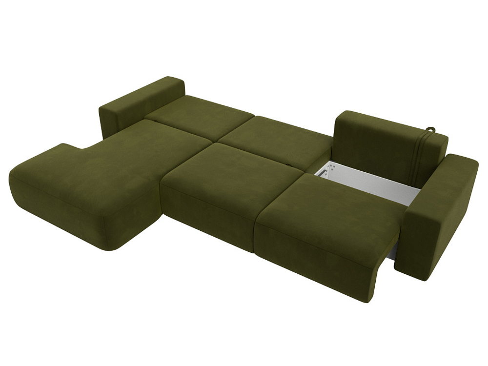 Диван угловой Лига-036 НПБ Классик Лонг левый угол МИКРОВЕЛЬВЕТ Зеленый