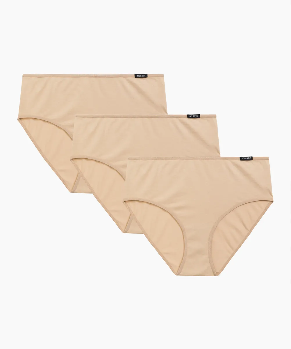 Женские трусы слипы классика Atlantic, набор 3 шт., хлопок, бежевые, Basic 3BLP-579