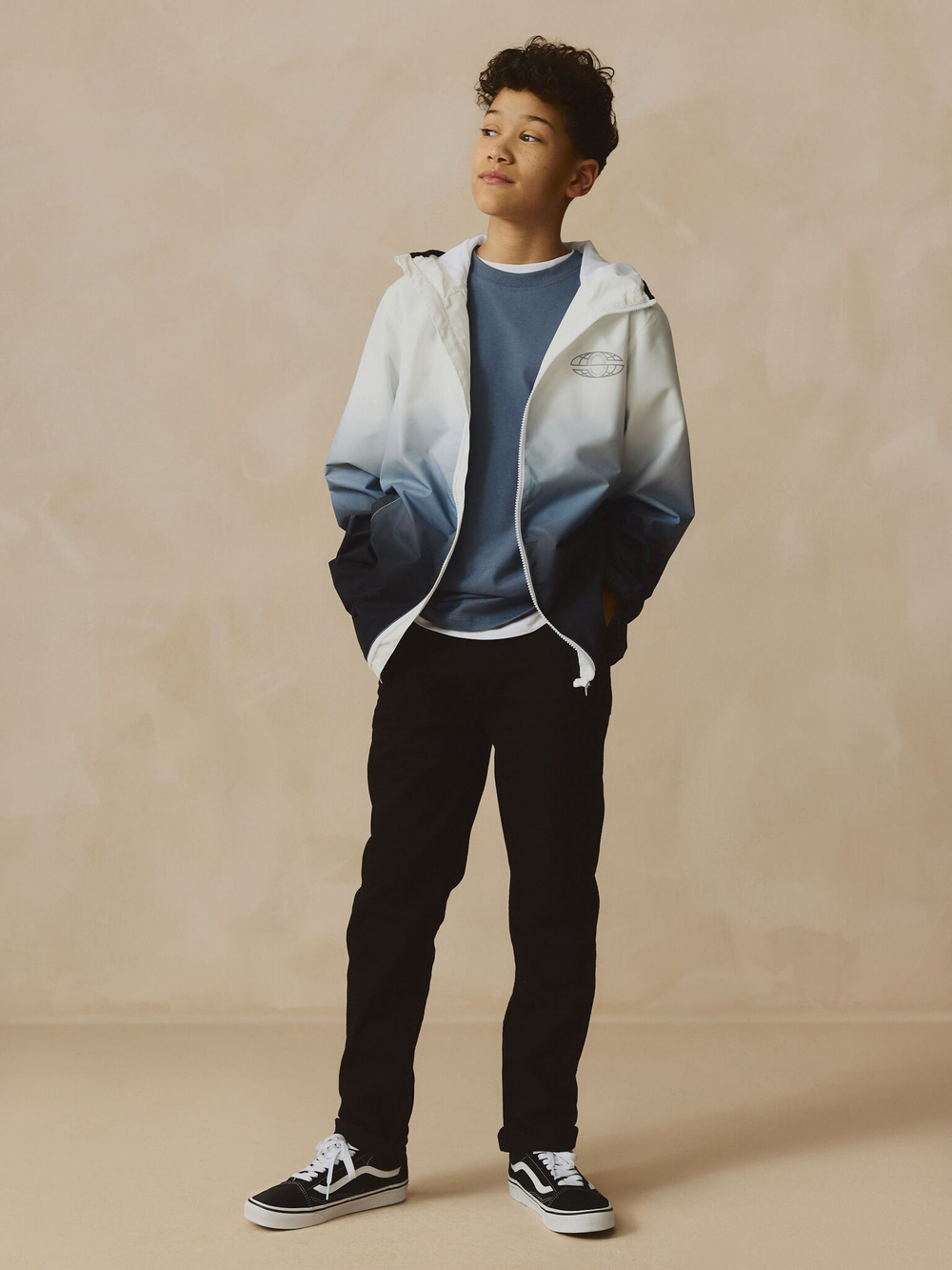 Куртка непромокаемая с капюшоном для мальчика Next E82-308, Белый, Черный