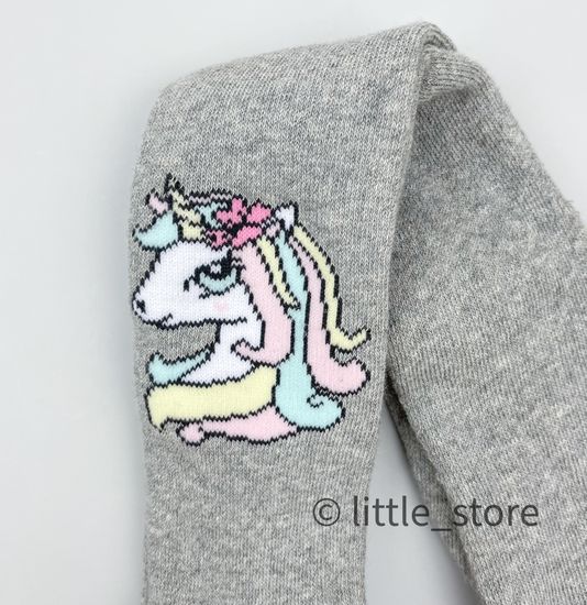 Колготки махровые "Единороги" серые