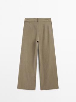 Massimo Dutti Брюки свободного кроя с декоративными швами, зеленый