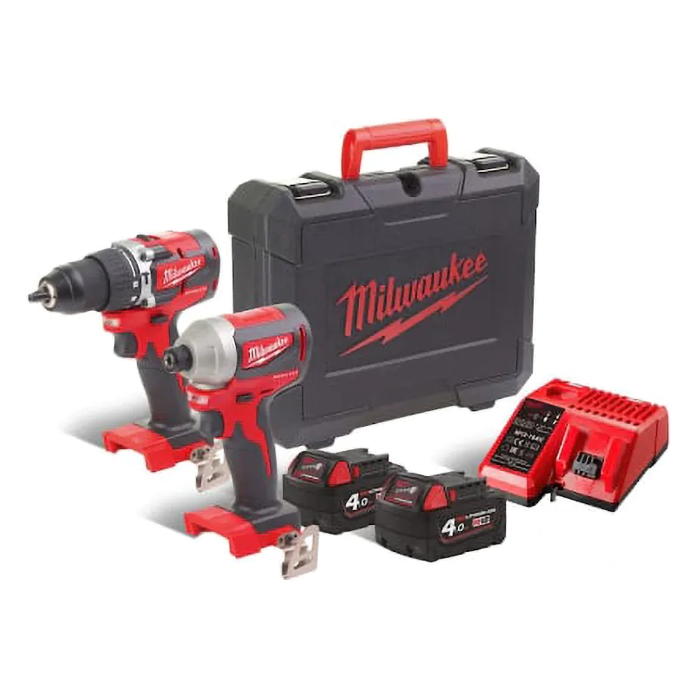 Milwaukee M18 CBLPP2A-402C набор инструментов шуруповерт и винтоверт (2 x 4 Ач, ЗУ) 4933464536
