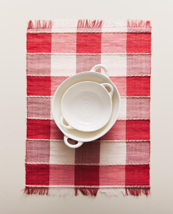 ZARA HOME ПОДСТАВКА ПОД СТОЛОВЫЕ ПРИБОРЫ В КЛЕТКУ, КРАСНЫЙ