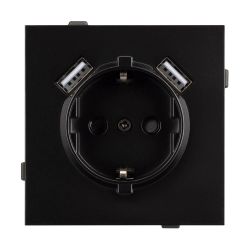 Механизм розетки с USB зарядкой SCT-TENDO-MUAA-PL-BK (230V, 16A) (Arlight, Черный) 054083