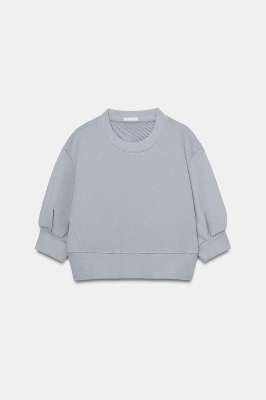 ZARA ОБЪЕМНАЯ УКОРОЧЕННАЯ ТОЛСТОВКА, ПАСТЕЛЬНО-СИНИЙ