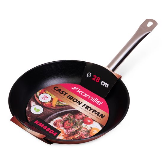 Сковорода чугунная с  антипригарным покрытием 28 см Kamille