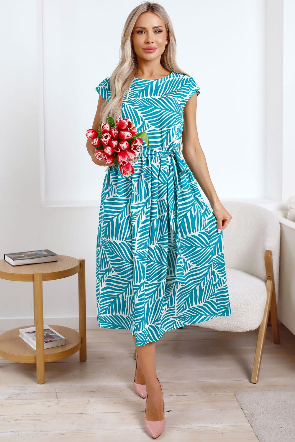 Платье Ольга (зелено-белое) П15886-45М LT Collection