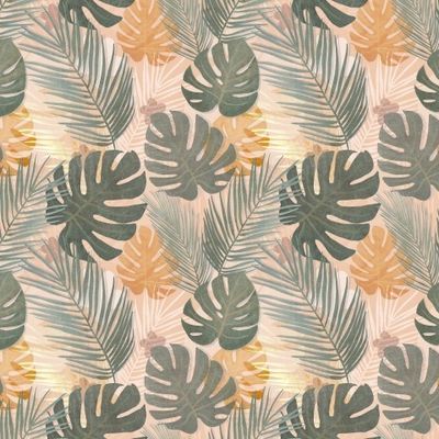 Тропические листья пальмы и монстеры