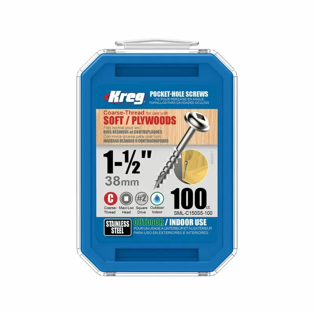 Шурупы с крупным шагом (нерж.) 1-1/2" -  100 шт SML-C150S5-100-INT