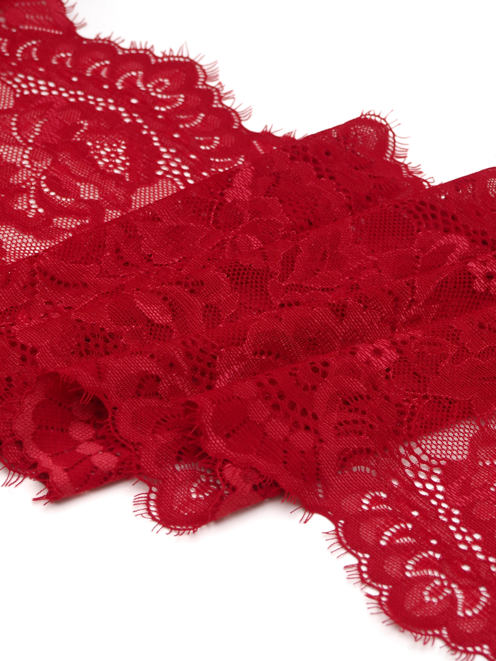 Кружево шантильи кораллово-красное эластичное
