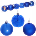 Новогодние шары 6 см (набор 6 шт) «Микс фактур», синий