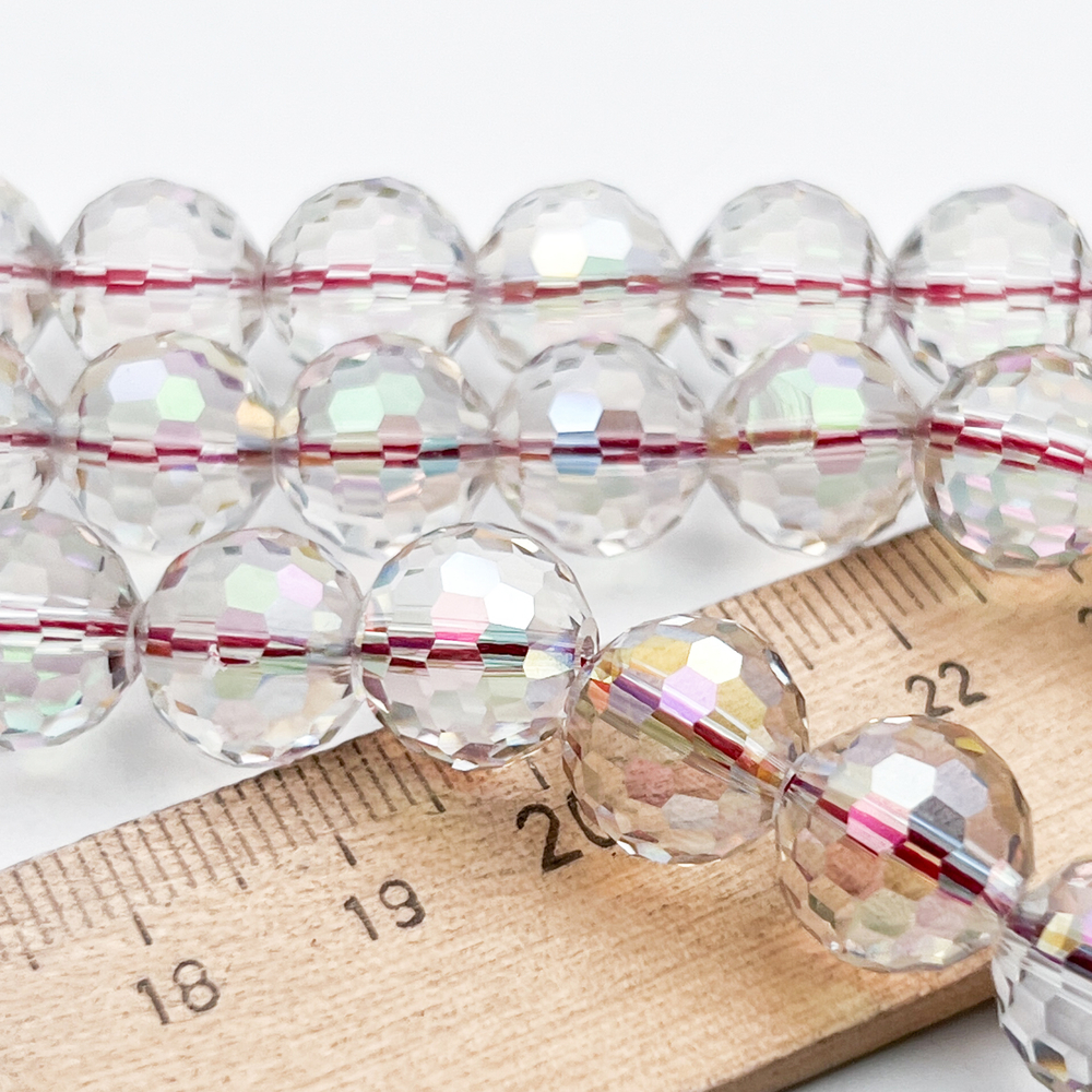 Бусина Шар с огранкой, стекло, цвет дымчатый AB, размер 11,5 мм, цена за набор 7 бусин