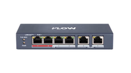 F-SW-EU206MPOE-V/L Неуправляемый PoE-коммутатор на 4 порта 10/100M RJ45 PoE, 2 uplink порта 10/100M RJ45