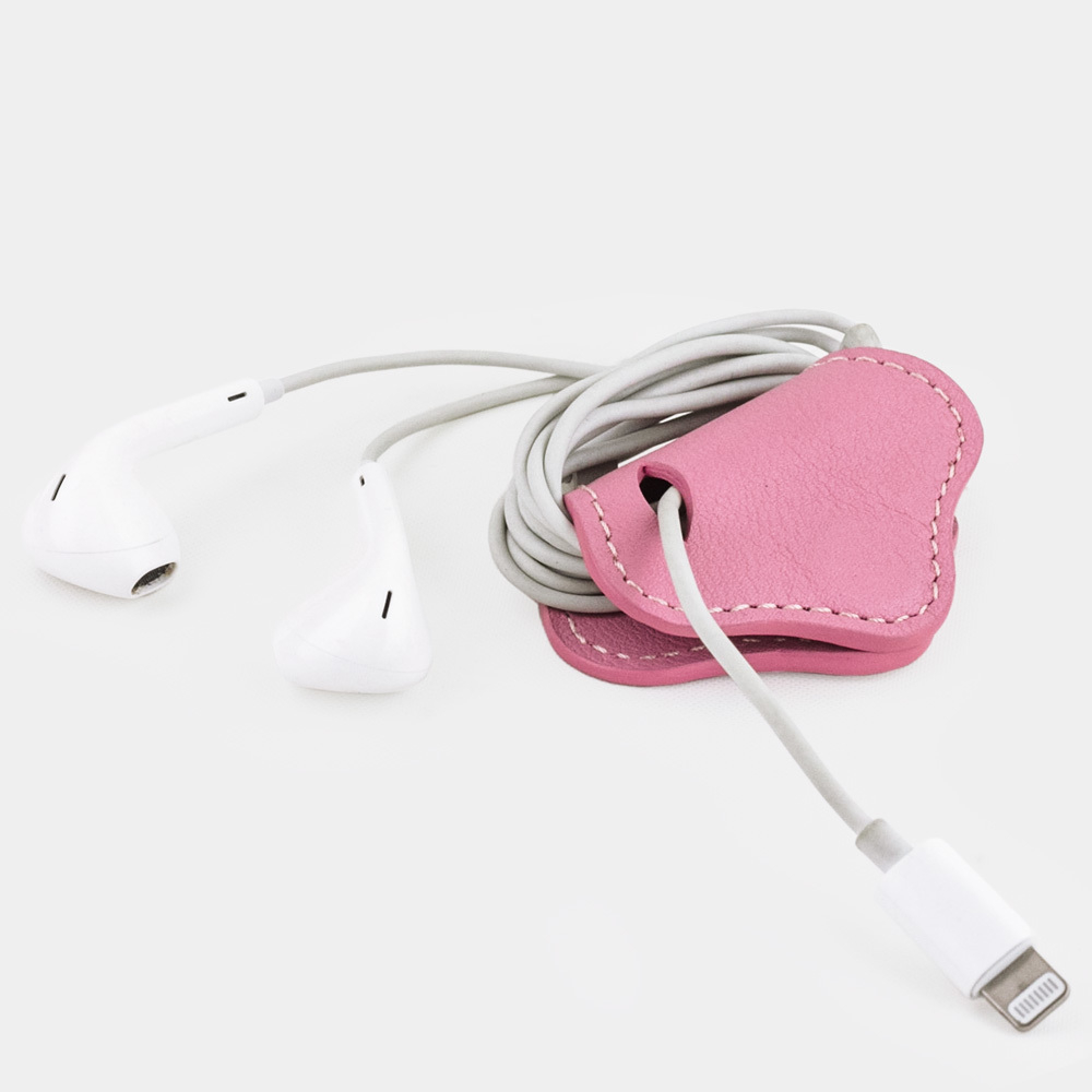 Держатель для проводов и наушников Chapeau из кожи теленка, розового цвета
