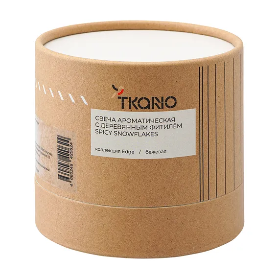 Свеча ароматическая с деревянным фитилём spicy snowflakes из коллекции edge, бежевый, 60 ч