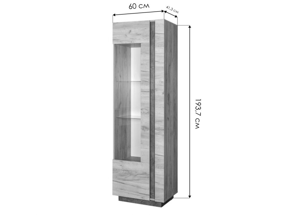 Витрина Арчи 03.263 дуб золотой craft / камень темный U3705