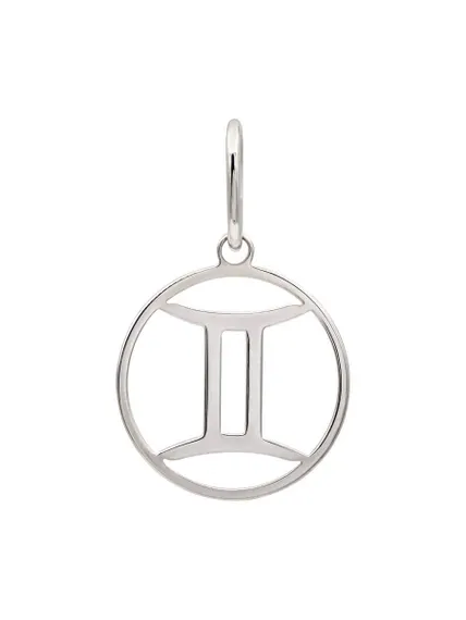 Подвеска Знак зодиака Близнецы из серебра, вид спереди