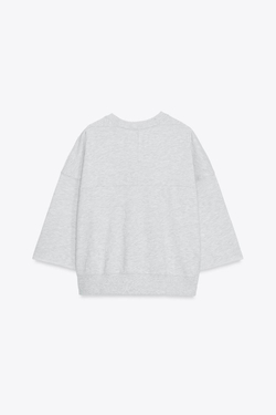 ZARA ТОЛСТОВКА С ЭФФЕКТОМ ПОТЕРТОСТИ, СЕРЫЙ С МЕЛАНЖЕВЫМ ЭФФЕКТОМ