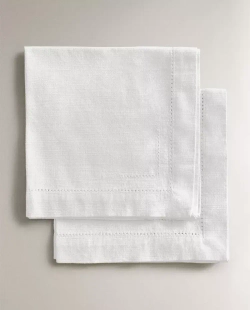 ZARA HOME АЖУРНАЯ ХЛОПКОВАЯ САЛФЕТКА (НАБОР ИЗ 2 ШТ.), БЕЛЫЙ