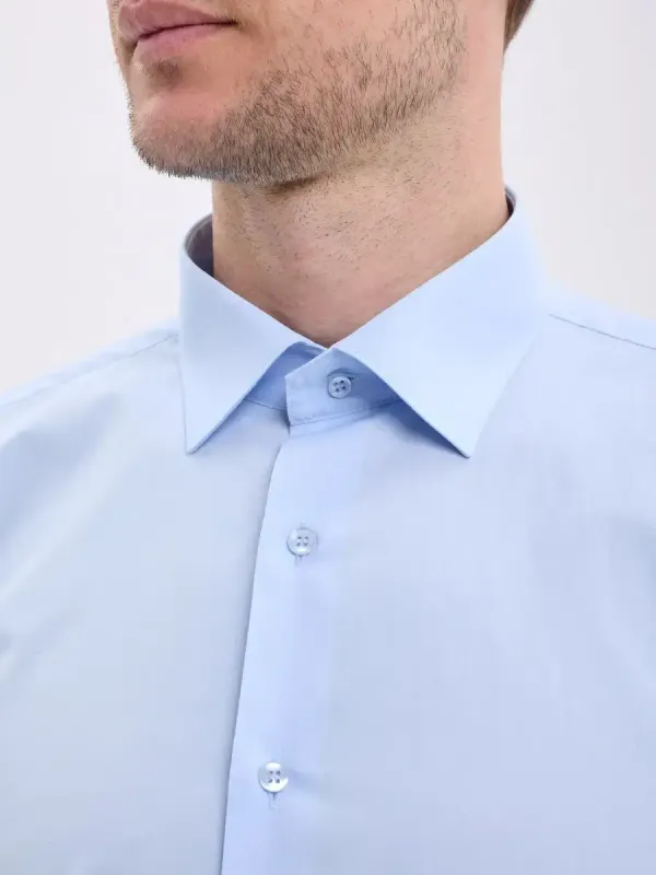 Рубашка на высокий рост LONG SLIM FIT с длинным рукавом, голубая