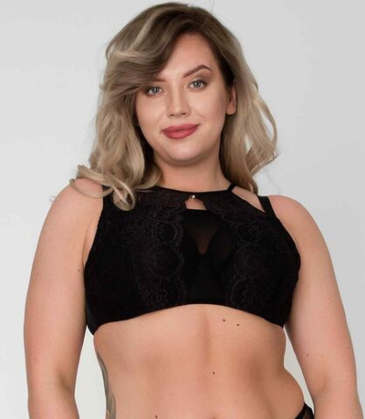 Бюстгальтер-топ с мягкими чашками и кружевом (Размер: 80G) (Цвет: черный)