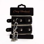 Черные скругленные наручники с мягкой бежевой подкладкой (Цвет: черный с бежевым)