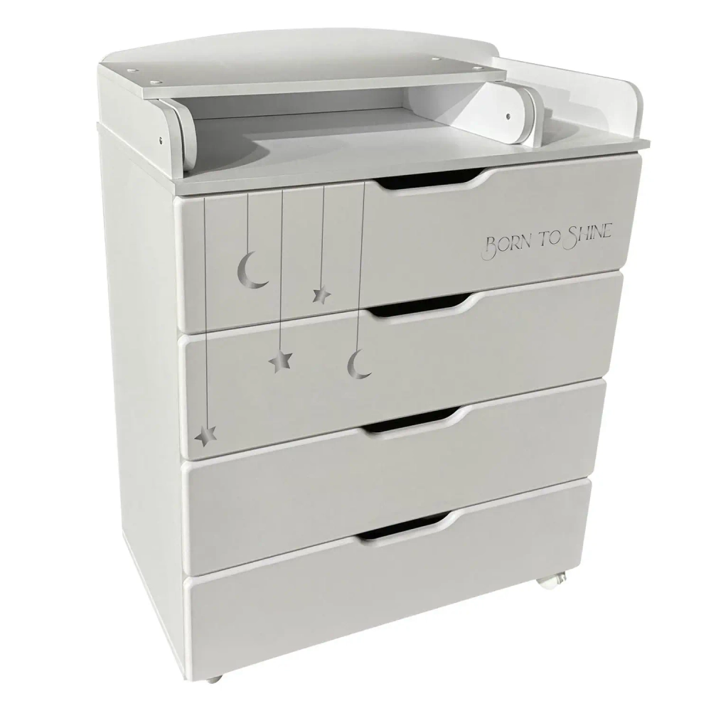 Комод детский с пеленальной доской Indigo Baby Line 800/4 ЛДСП, МДФ звездочки