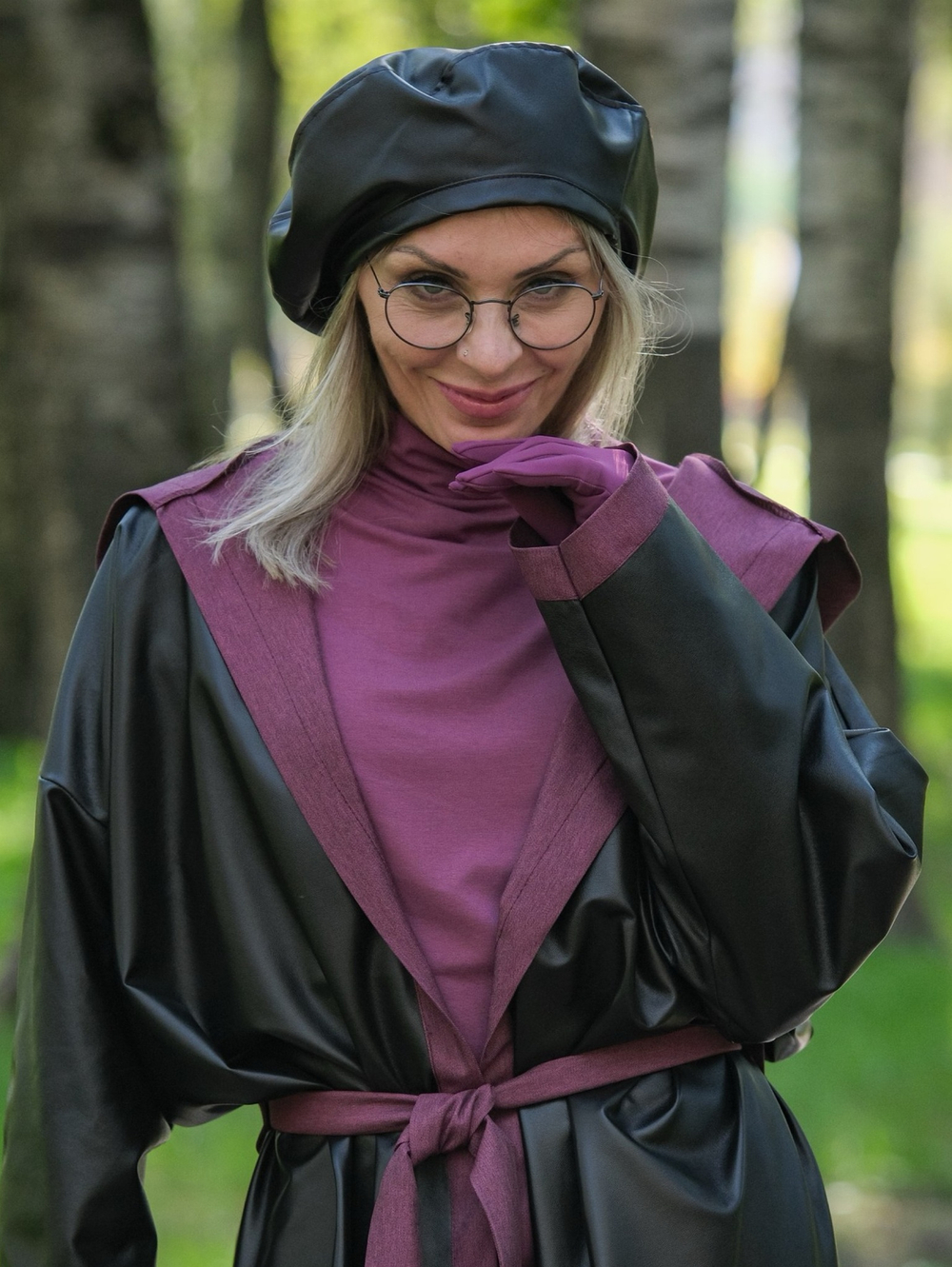 Берет / брусника  / экокожа
