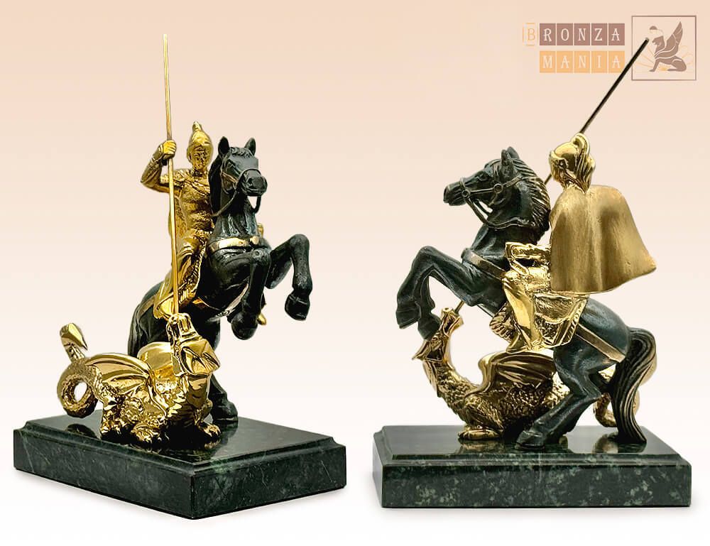 статуэтка Георгий Победоносец на квадратном постаменте