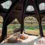 Пневмокаркасная юрта «Гармония» 5×5×2,5 м — для глэмпинга из ПВХ, чёрная