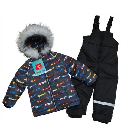 Костюм зимний "Льдинка"самолеты темно-синий, размер на рост 86,98 см