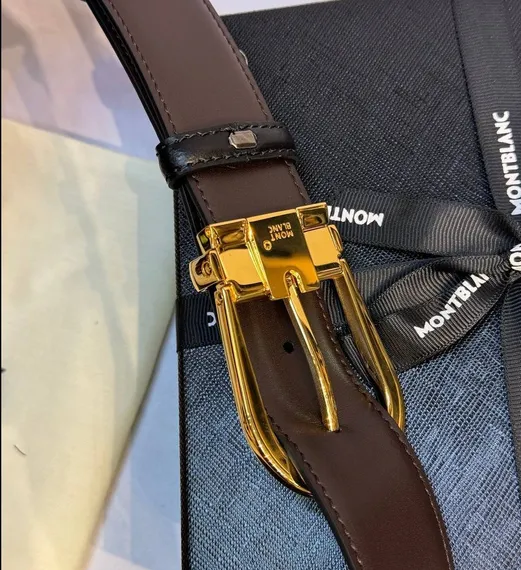 Двусторонний ремень Montblanc из кожи черного цвета 35мм