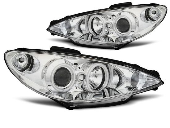 Передние фары chrome angel eyes CCFL для Peugeot 206