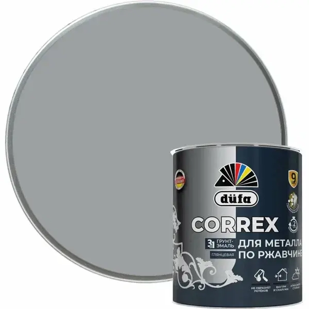 Грунт-эмаль Dufa CORREX 3 в 1 для металла по ржавчине RAL-7004 серый