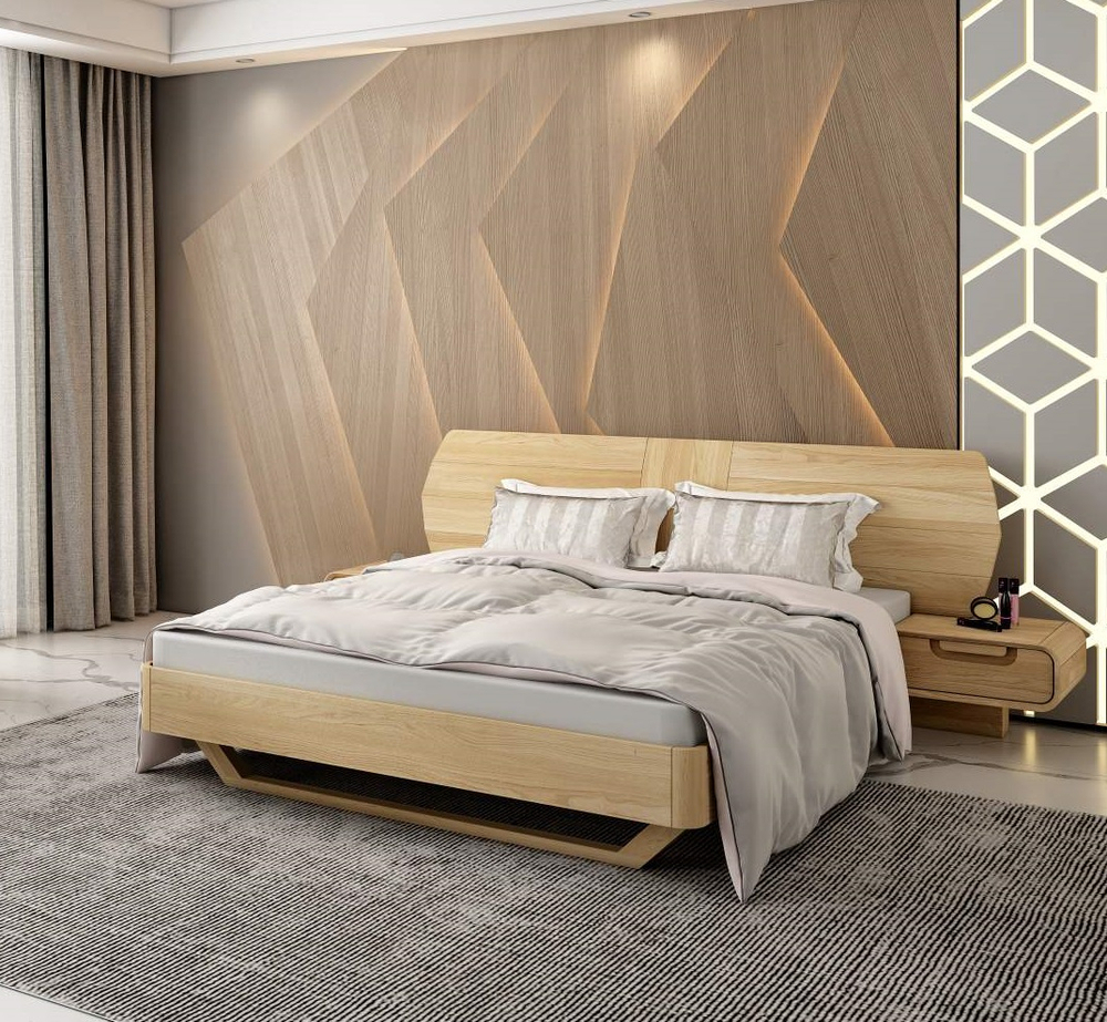 Кровать из массива дуба с тумбами Deo