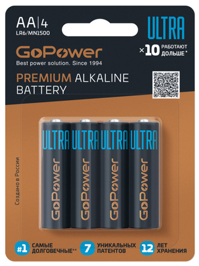 Батарейки GoPower ULTRA LR6-BL4 1/10/120