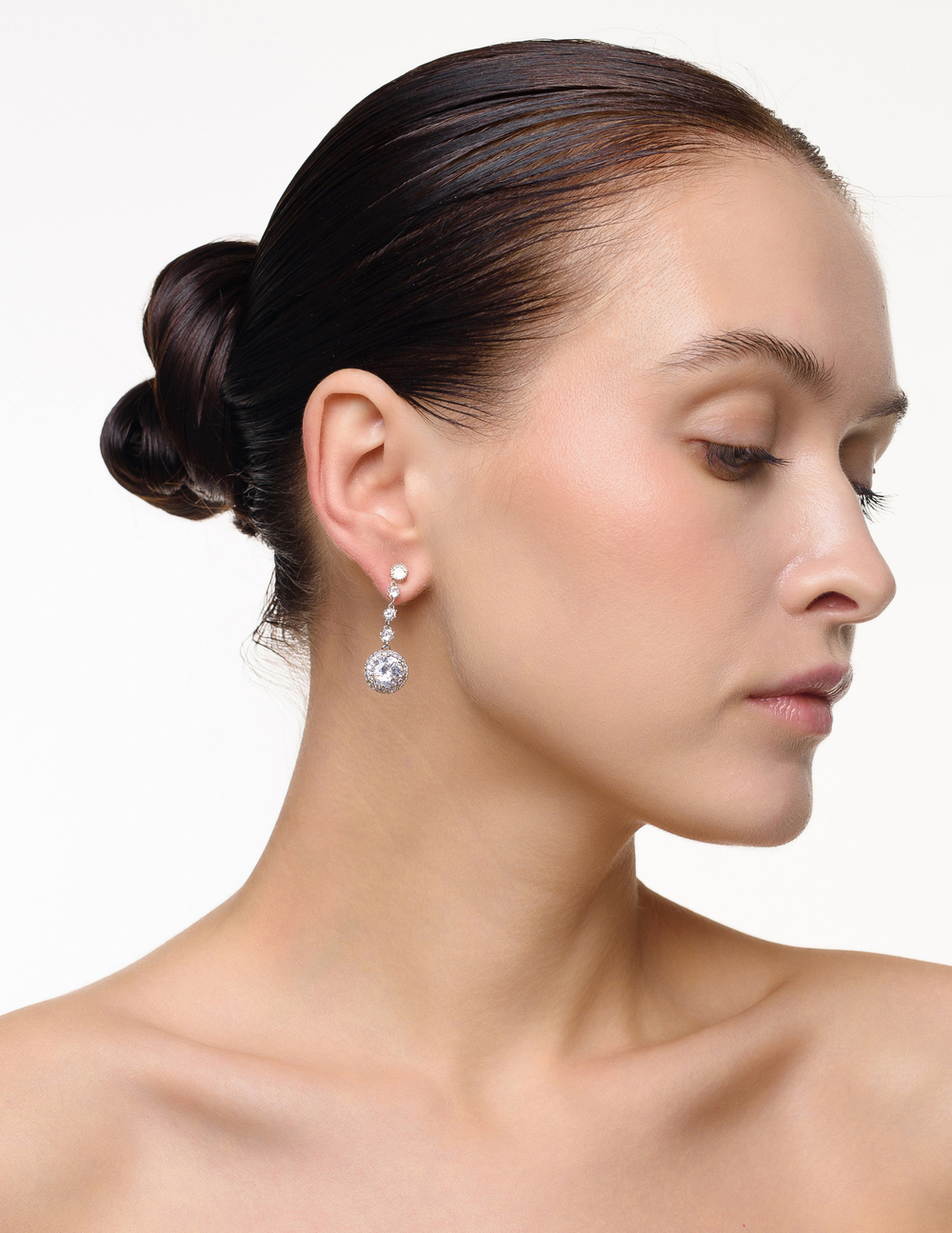 Серьги "Round Shine Long" Silver