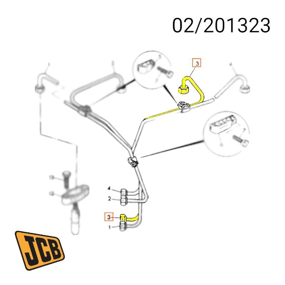 Трубка к форсунки №3 JCB 02/201323
