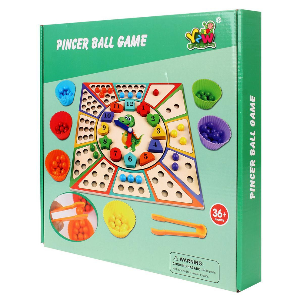 Развивающая игрушка деревянная с шариками и часами, коробка C-41935