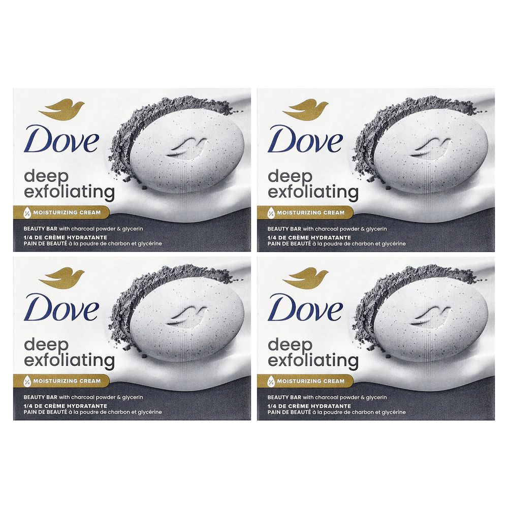 Dove, отшелушивающее мыло для глубокого отшелушивания с угольной пудрой и глицерином, 4 шт. по 106 г (3,75 унции)