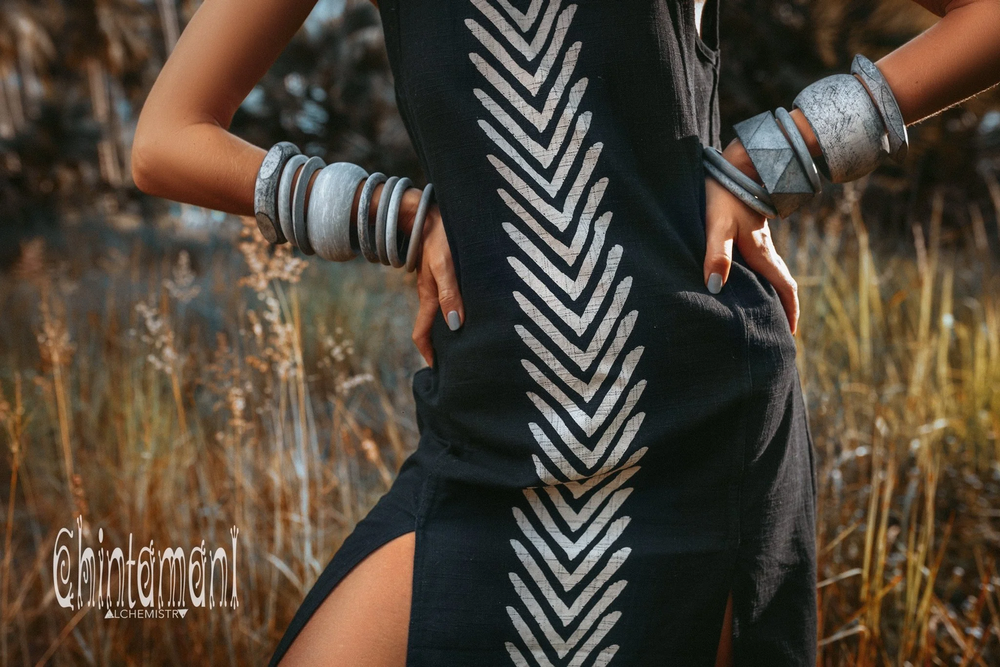 Длинное бохо-платье (черное)