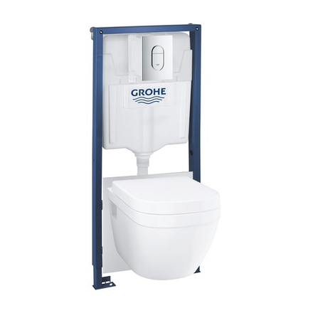 Комплект инсталляции GROHE Solido 5 в 1 с подвесным унитазом Euro Ceramic и сиденьем (39702000)