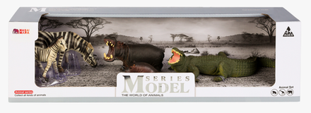 Игровой набор Masai Mara Мир диких животных: 2 зебры, 2 бегемота и крокодил