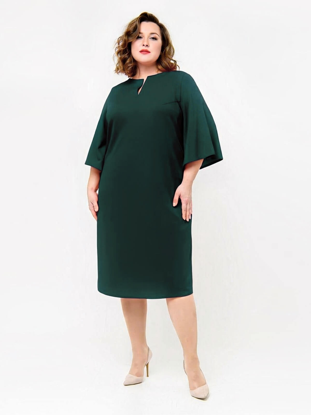 Платье-футляр из однотонного крепа