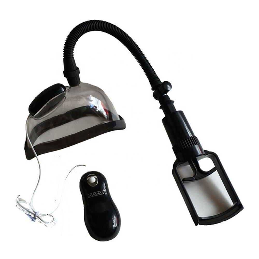 Вакуумная помпа вагинальная с вибрацией Tracker Vaginal Vacuum Pump (Цвет: прозрачный с черным)